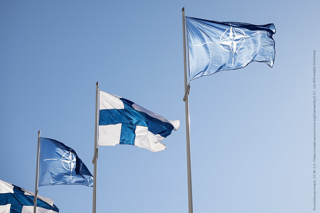 Flags of Finland and NATO 4.4.2023