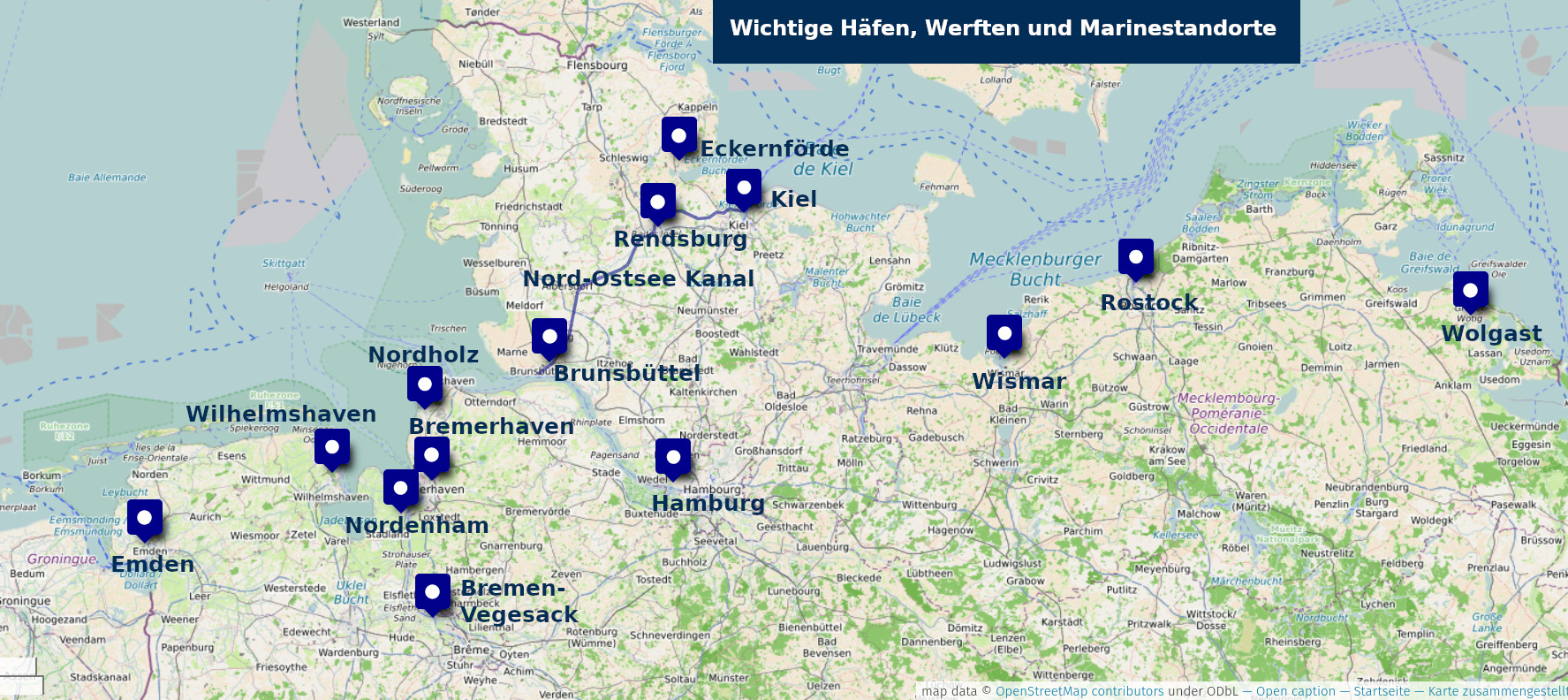 Karte Norddeutschland mit Markern